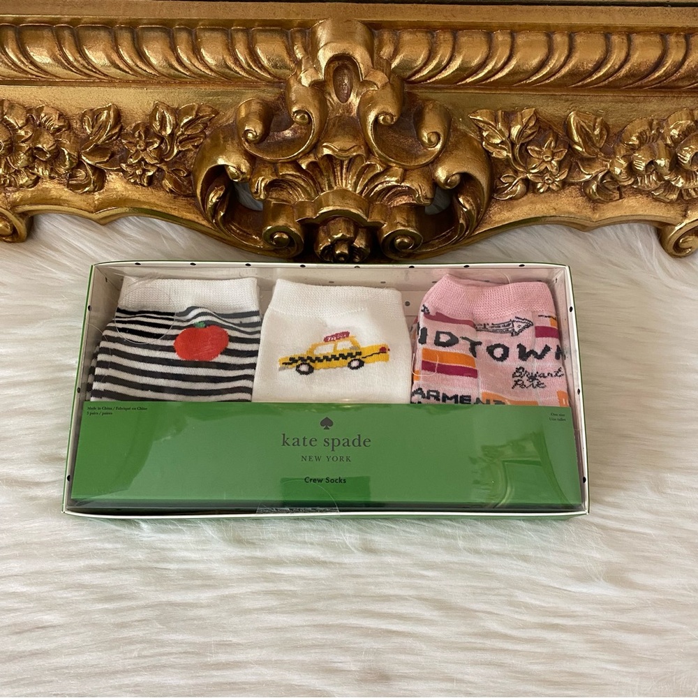 Kate Spade New York Taxi Big Apple Midtown Three Pack Crew Socks